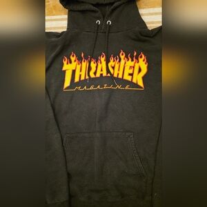 Thrasher Magazine Flame Logo Pullover Hoodie Black/Orange/Yellow